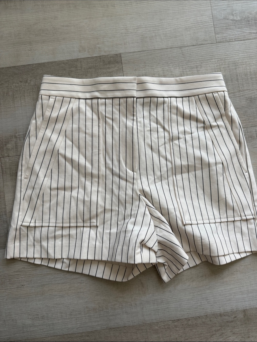 Ann Taylor Cream Shorts with Black Pinstripes
